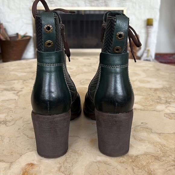 Dromedaris Hayley Leather Heeled Ankle Boots - Green/Brown - As New - Picture 6 of 12